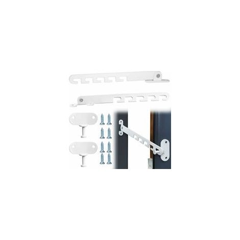 Limitador de apertura para ventanas abatibles de 2 piezas – Acero inoxidable – Resistente a la corrosión – Ajustable para 5 anchos de apertura