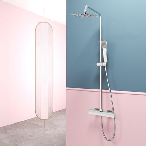 Columna de Ducha Termostática Ducha Casa Cromado Alcachofa Grande Barra Regulable 73-115 cm Sistema de Ducha Superior (1/5)