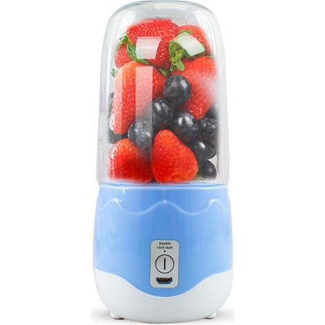Extracteur presse-agrumes électrique mini mélangeur portable rechargeable 400ml  Couleur: Bleu