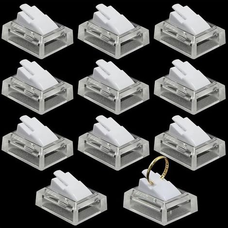 Ring Holder Jewelry Display Cabinet - Plastic Showcase, Organizer, Jewelry Display, Commercial Showcase, Bedrooms, Shops, White, 3.7 x 3 x 2.3 cm (1/5)