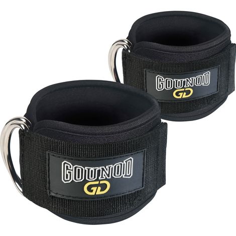 Correas de tobillo GOUNOD Fitness, entrenador muscular de piernas, correas para fortalecer glúteos y piernas, ganchos para piernas, accesorios para máquina de poleas cruzadas, un par, negro (1/3)