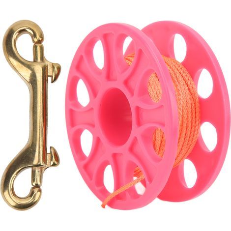Leichte, verwicklungsfreie Tauchrolle aus Kunststoff mit Kupferkarabiner für Angeln und Höhlentauchen, 18 Meter, pink (1/5)