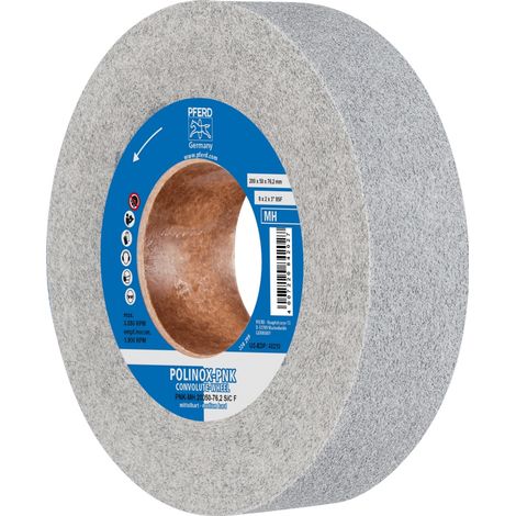 PFERD TOOLS POLINOX Gewickeltes Vlies-Rad PNK Ø 200x50mm Bohrung-Ø 76,2 mm Mittehart SIC Fein für Finish