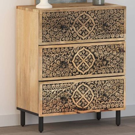 Meuble d'appoint en bois massif de manguier, 60x33x75 cm (1/5)