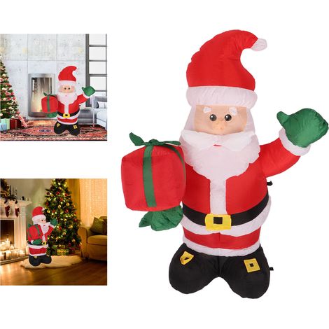Coffret cadeau Père Noël gonflable de 1,35 m, décoration pour personnes âgées, décoration de jardin, jouet de fête, norme européenne 220 V (1/5)