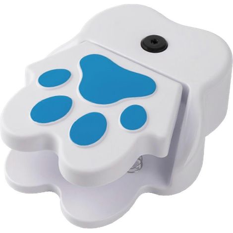Fuente de agua de exterior con forma de huella de perro, juguete automático sin pilas para refrescar e hidratar a las mascotas, diseño de huella de pata azul. (1/5)