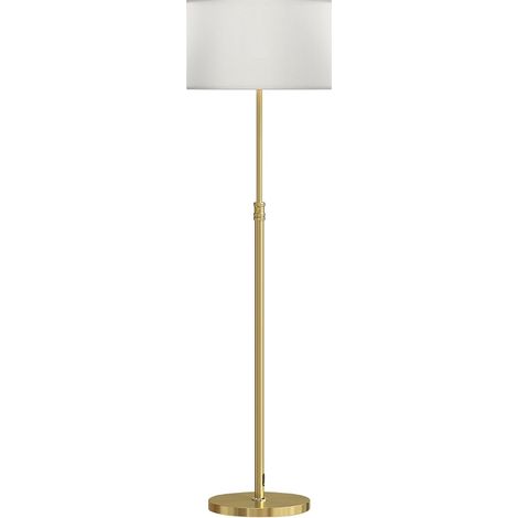 Lámpara de pie con mando a distancia, altura regulable, pantalla de tela, dorado (1/5)