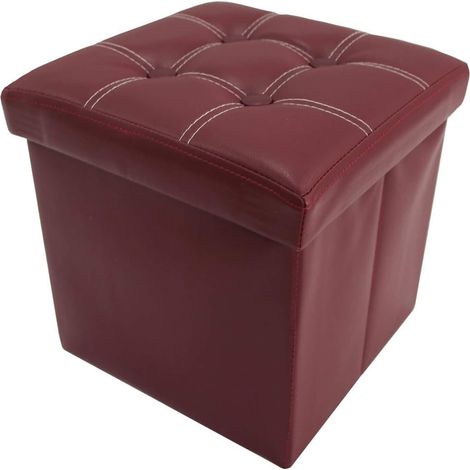 Rebecca Mobili Aufbewahrungsbox Sitzbank Hocker Kunstleder Rot Bordeaux 30x30x30