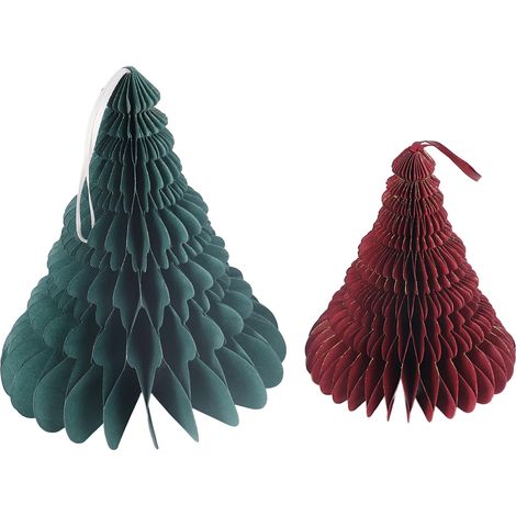 Ornement De Sapin De Noël En Papier - 2 Pièces - Rouge Et Vert - Pour Bureau Salon Chambre - Décoration Festive Table (1/5)