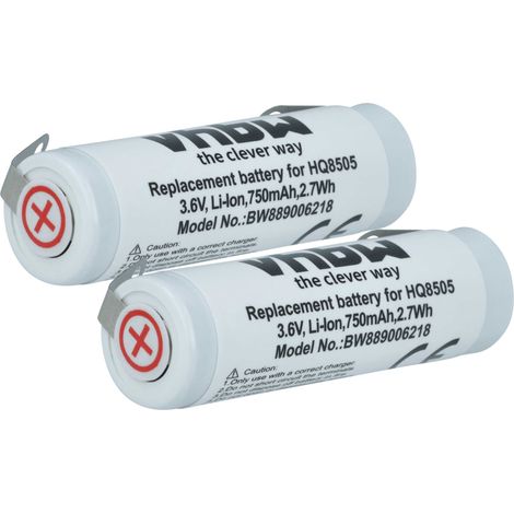 vhbw 2x Akku Ersatz für Philips 4222-036-11290, 4222-036-06410, 036-11290, R28A für Rasierer (750 mAh, 3,6 V, Li-Ion)