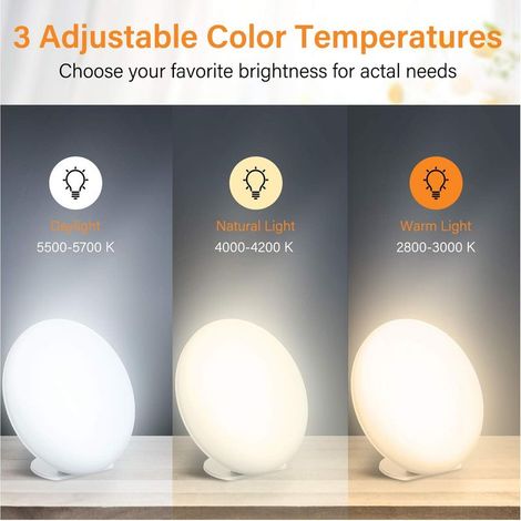 GROOFOO Lampe lumière du jour,lampe de luminothérapie avec fonction mémoire,3 couleurs de lumière et 5 intensités lumineuses réglables,lampe à spectre complet sans UV (12000 lux à 30 cm) (1/4)