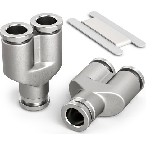 [JAMAIS UTILISÉ]2 Pcs 8mm Diviseur en Y 3 Voies Raccord Rapide Pneumatique, 3 Voies en Acier Inoxydable pour Adaptateur d'Air PY (1/4)