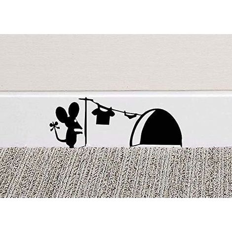 lot De 5 Stickers Muraux Trou De Souris Noir Et Blanc 7x17cm, Stickers Artistiques, Stickers Famille Stickers Drles (1/5)