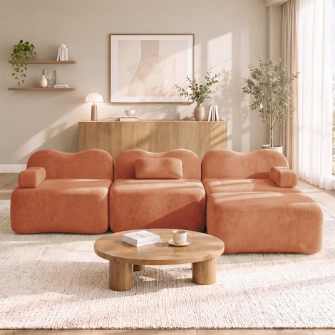 Canapé / salon de jardin, extérieur, terrasse, confort et déco, avec accoudoirs, coussins inclus, orange, confort salon, assise moelleuse design (1/5)