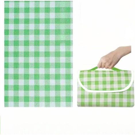Mantas de picnic，300 cm x 200 cm，Esterilla de playa plegable，Mantas de picnic portátiles con asa，Esterilla de picnic lavable，Verde oscuro (1/5)
