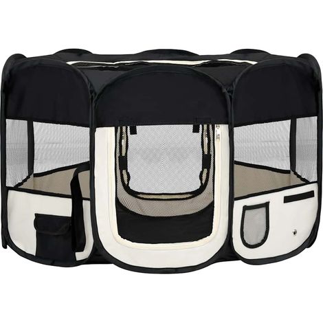 Foldable Dog Playpen with Carrying Bag Black 125x125x61 cm vidaXL