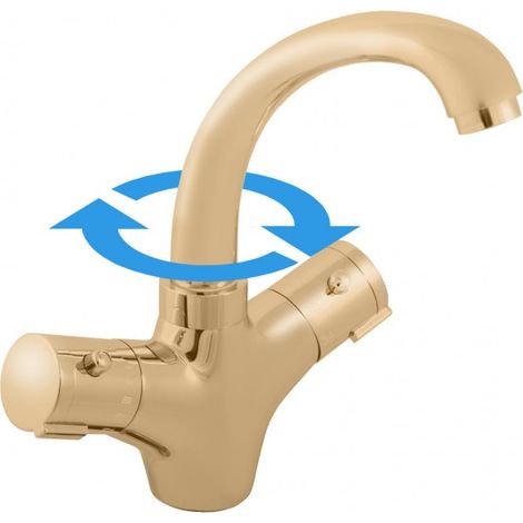 Mitigeur lavabo thermostatique en laiton doré (1/2)