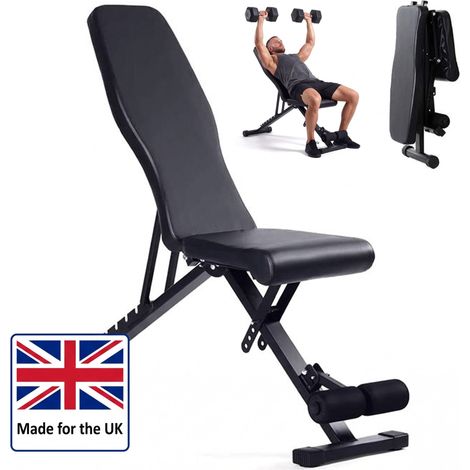 Relaxdays Weight Bench, up to 200 kg, folding, adjustable backrest, 3-in-1 home gym bench, black (1/5)