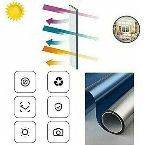 Film de Protection Solaire pour Fenêtre Film de Protection Solaire Auto-Adhésif Film de Fenêtre Occultant Isolation Thermique 99% Anti-UV Opaque Film de Confidentialité pour Windows, Argent-40x200cm-F (1/3)