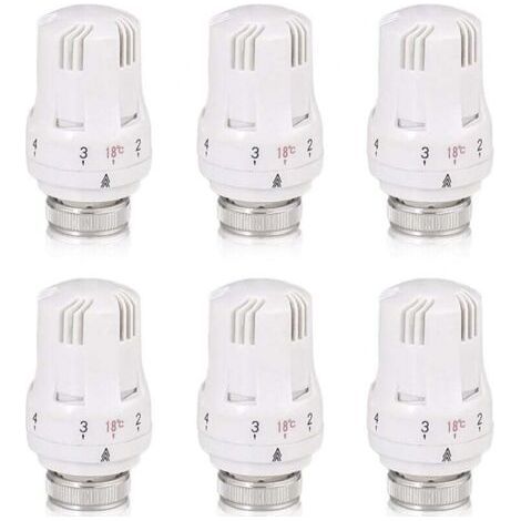 Thermostatic Radiator Head, 6 Pieces Radiator Valve Head, Thermostatic Radiator Valve, M30 (1/4)