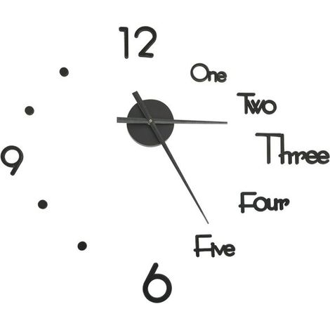 Horloge murale 3D, design moderne, noire, 100 cm XXL (1/5)