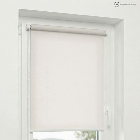 Estika - Store enrouleur sans perçage - 100 x 150 cm - Ivoire - Protection solaire pour fenêtres intérieures - Tissu semi-transparent - Fixation Klemmfix (1/5)