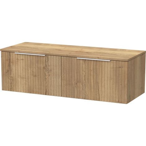 Callingwood Contemporary Wall Hung 2 Drawer Vanity Unit with Laminate Worktop , 1200mm, Autumn Oak