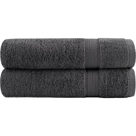 Serviettes de bain haut de gamme SOLUND, lot de 2, anthracite, 100 x 150 cm, 600 g/m²