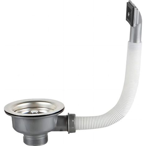 Kitchen Sink Drain Basket Strainer, 110mm 1½", Stainless Steel, with Rectangular Overflow, Suitable for Kitchen Sink Drains to Maintain Smooth Drainage