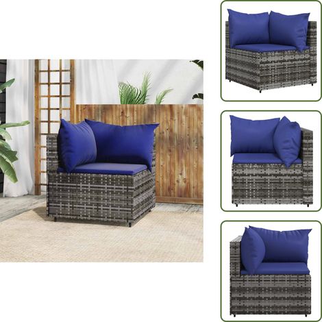 Garten-Ecksofa mit Kissen Grau Poly Rattan - Gartensofa - Outdoor-Sofa - Lounge Möbel - Rattan Gartenmöbel - Wetterfeste Möbel (1/5)
