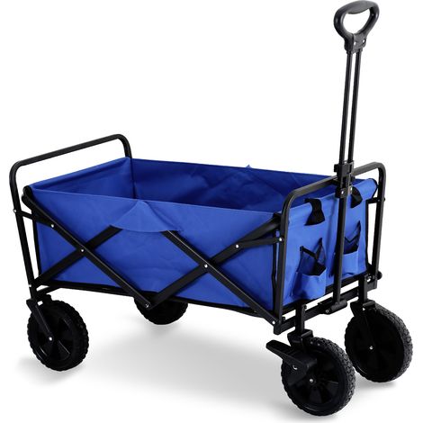 SWANEWCarrello pieghevole Carrello pieghevole con freni con asta telescopica ripiegabile fino a 100 kg di portata Blu (1/5)