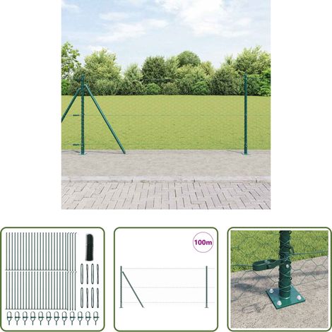 Poteaux de clôture -  Poteau de clôture. Vert 100 x 1 m (50 mm de maillage) (1/5)