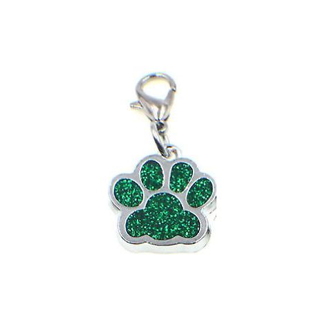 Médailles d'identification personnalisées en acier inoxydable avec strass, motif empreinte de patte, pour petits chats et chiens, jusqu'à 4 lignes de texte gravé, vert foncé (1/4)