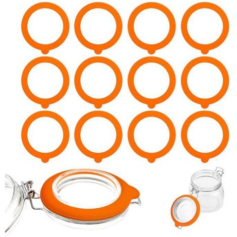 Lot de 12 Joints Silicone Pour Bocaux Verre Étanchéité Air Congélateur Cuisine Stockage Alimentaire (1/5)