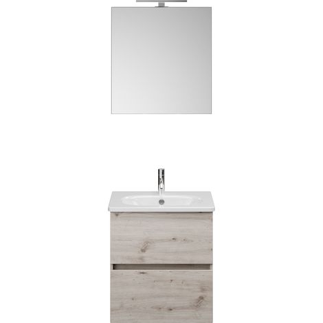 Burg Rocio Badmöbelset SGYQ060R TxBxH 465x605x2000, Eiche Dekor Silber