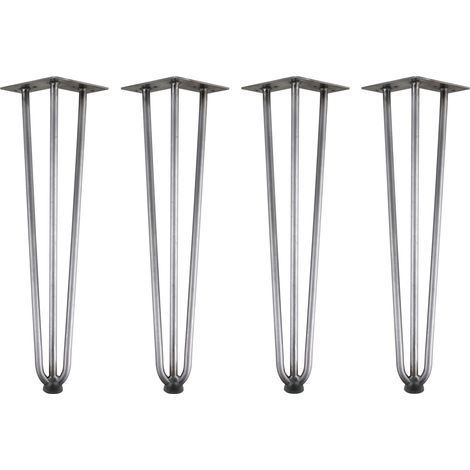 Zelsius 4er Set Tischbeine aus Stahl, (H) 45 cm, Rohstahl, 3 Streben
