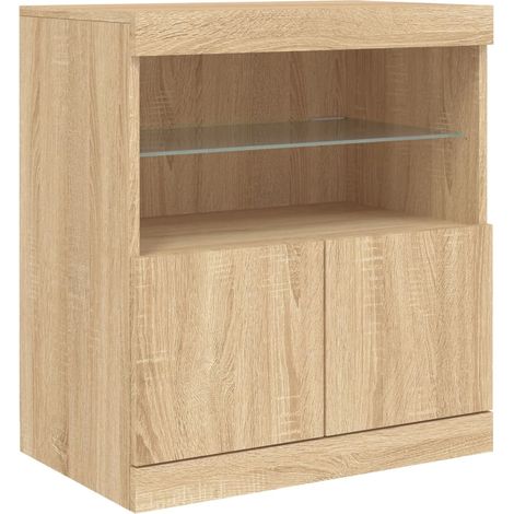 Credenza buffet cassettiera mobile contenitore organizer cucina soggiorno soggiorno con luci a LED Sonoma 60 x 37 x 67 cm marrone 020029967