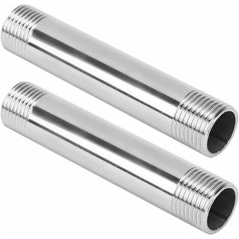 2 Pcs Raccords De Tuyaux en Acier Inoxydable Diamètre Égal Fileté Tuyau en Fonte Mamelon Connecteur Pipelines Raccords De Plomberie,100mm(G1/2 Male Thread) (1/5)