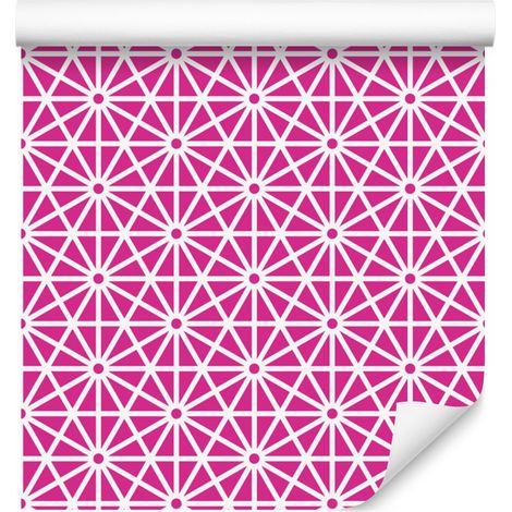 Papel pintado con estampado geométrico rosa empolvado, formas suaves, 50x1000 cm. (1/5)