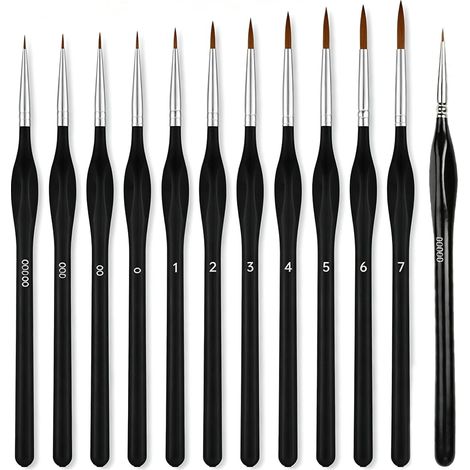Lot Pinceaux Peinture, Pinceau Fin Modelisme Figurine, 12pcs (1/5)
