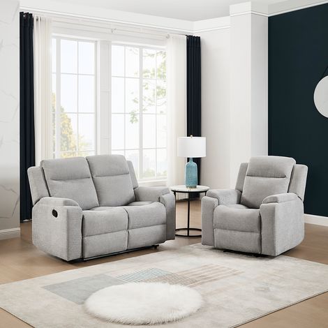 ORKA 1+2 SEATER FABRIC MANUAL RECLINER SOFA SET (Grey) (1/5)