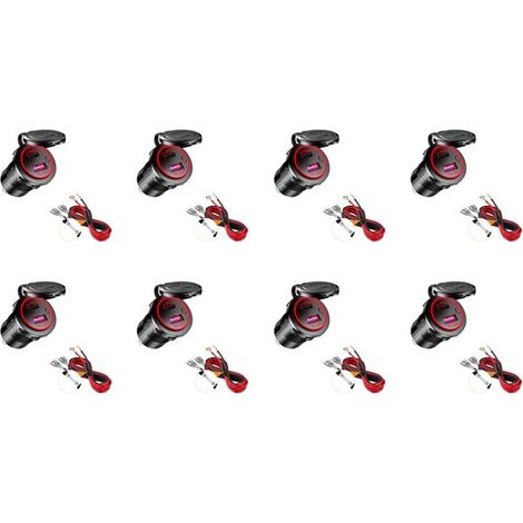 Compatibile con caricabatterie da auto USB PD Type-C e caricabatterie rapido QC 3.0, presa di corrente da 12 V con interruttore, adatta per motociclette, camper e quad, colore rosso.