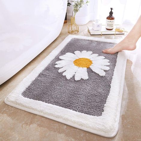 Tapis de salle de bain, microfibre absorbante, antidérapant, design Margarete, 60x100cm, polyvalent et pratique (1/4)