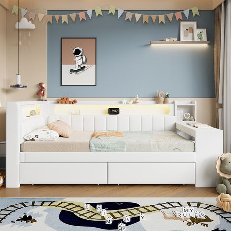 Bett Schlafbett mit Stauraum 90x200 USB LED OKMYHOME (1/5)