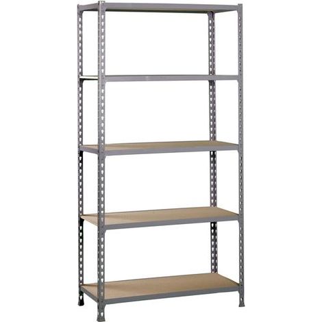 Simonrack Bausatz maderclick mini 5/400 Metallregal 5 Fachböden/150kg Holzböden 180x80x40cm grau