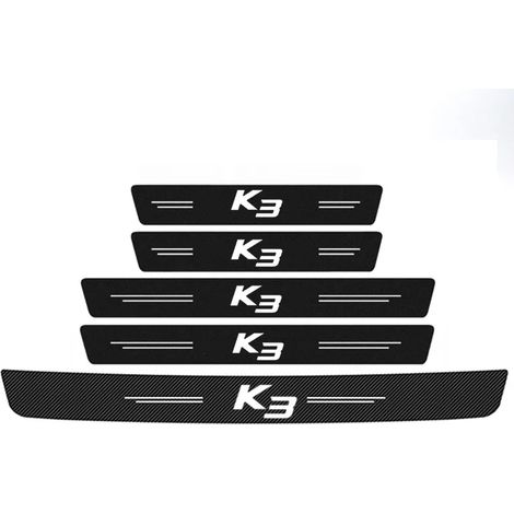 (5 pièces) Protection de seuil de porte de voiture autocollante en fibre de carbone pour logo KIA K3,protection de pare-chocs de porte de coffre arrière,ruban anti-rayures (1/3)