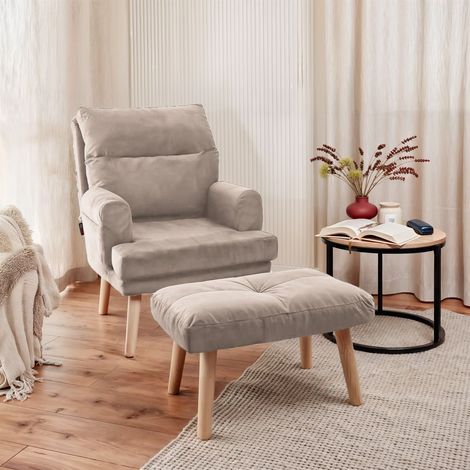 Relaxsessel Sessel CATANIA inkl. Hocker in Stoff Trinity Beige