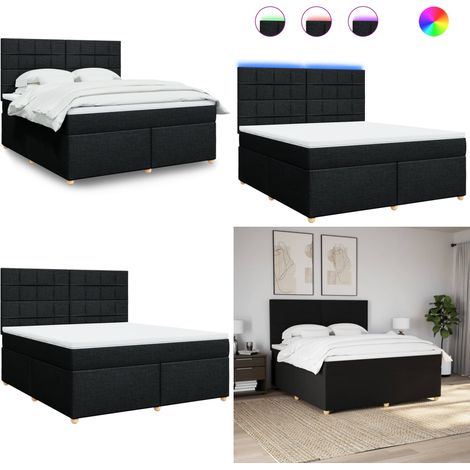 vidaXL Sommier à lattes de lit avec matelas Noir 180x200 cm Tissu (1/5)