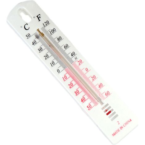 Thermomètre mural en plastique pour usage intérieur ou extérieur - Blanc, -50 à +50 °C - Celsius