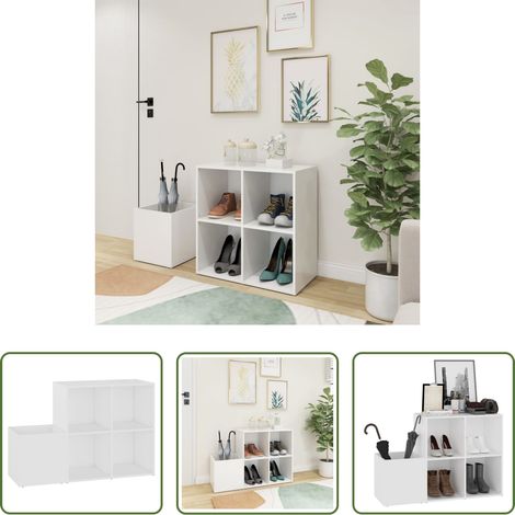 Holzwerkstoff - Flur-Schuhschrank Weiß 105x35,5x70 cm Holzwerkstoff (1/5)